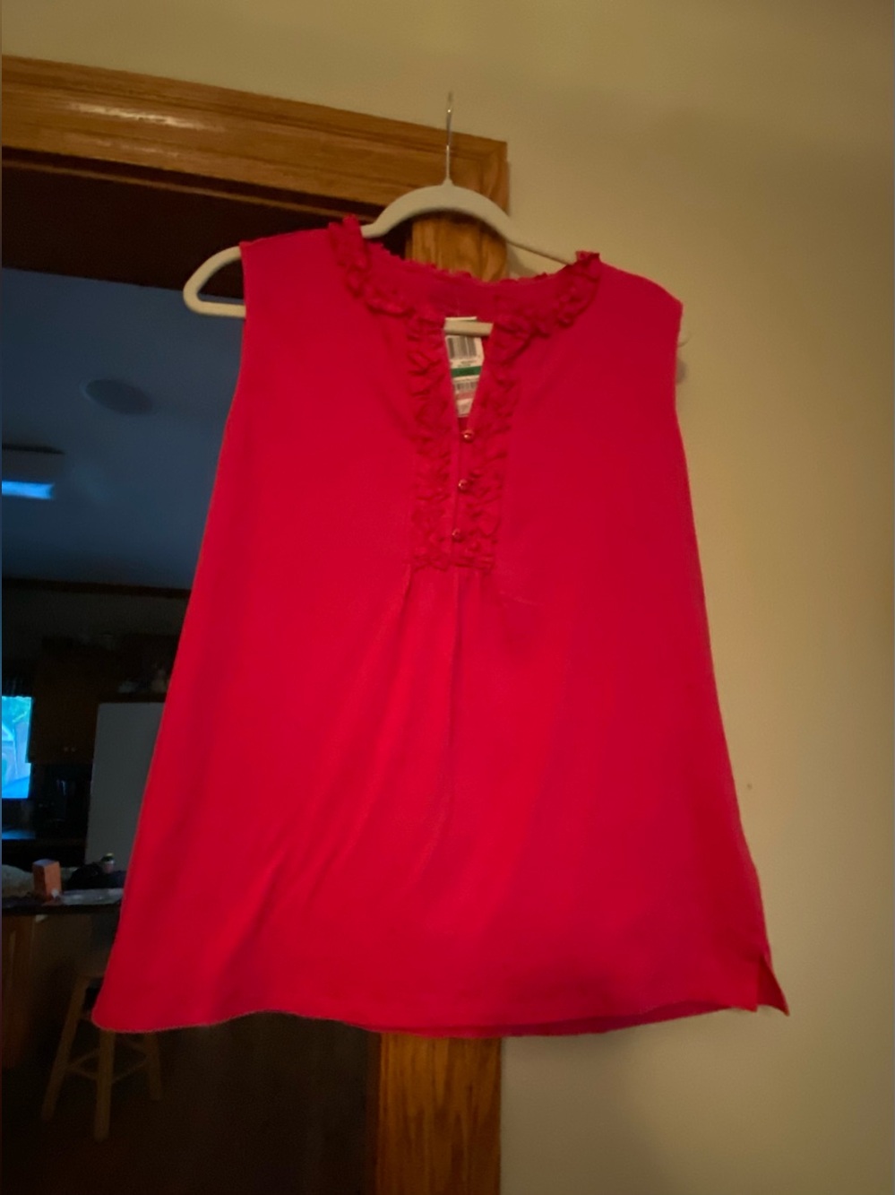 Charter Club Women’s Sleeveless Ruffle-Trim Top in Bright Pink